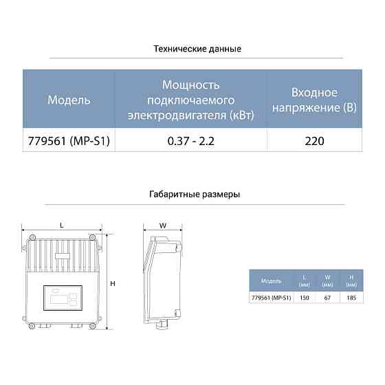Пульт управления насосом с функциями защиты 220В 0.37-2.2кВт AQUATICA (779561) Киев