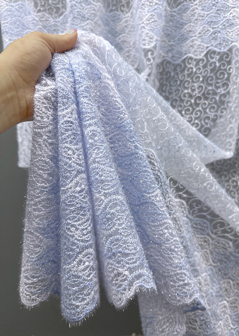 Тюль VR-Textil 1686т Органза с вышивкой Голубой с белым 300х270 см (42-0725) Киев - изображение 4