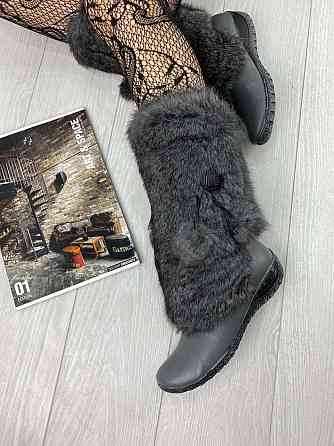 TopS Унти жіночі TopS сірі натуральна шкіра хутро висота 26см обхват 32-33см розмір 39р. (КР-65 Коломия