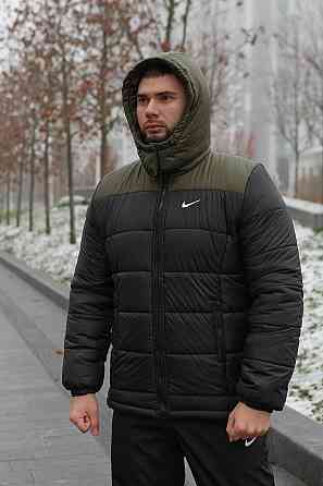 Зимняя куртка мужская пух с подкладом на флисе короткая Frost хаки-черная 3XL Одесса