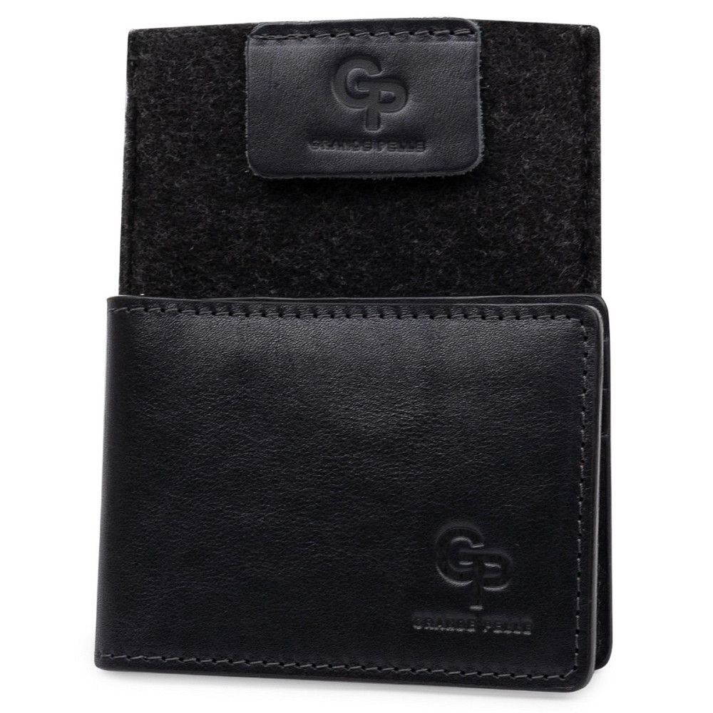 Шкіряний чоловічий затиск для грошей GRANDE PELLE 11544 Синій Київ - фото 5