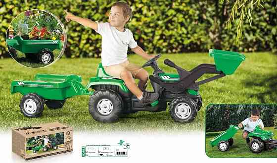 Детский педальный трактор экскаватор с прицепом и ковшом DOLU 8048 на педалях для детей Киев