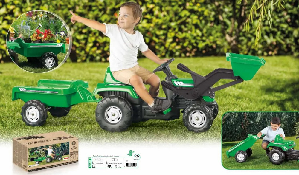 Детский педальный трактор экскаватор с прицепом и ковшом DOLU 8048 на педалях для детей Киев - изображение 4