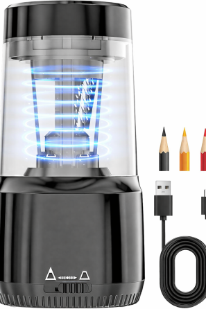 Електрична точилка для олівців USB чорного кольору, акумуляторна електрична точилка з великим контейнером, автоматична зупинка Київ