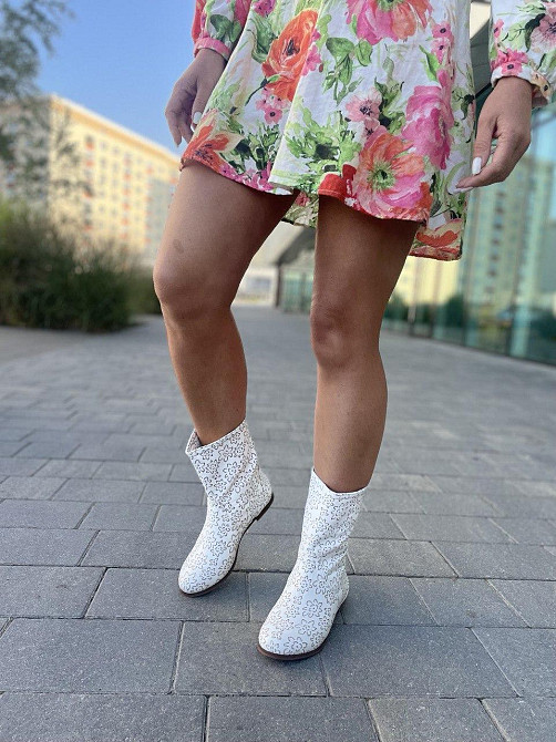 Nivelle Черевики жіночі NIVELLE білі натуральна шкіра висота 21см обхват 32-34см розмір 36 (521 Коломыя - изображение 5