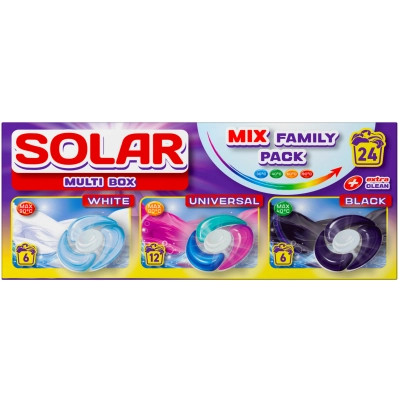 Капсули для прання Solar Household Multi Box White + Universal + Black 24 шт. (4820269930391) Вінниця - фото 1