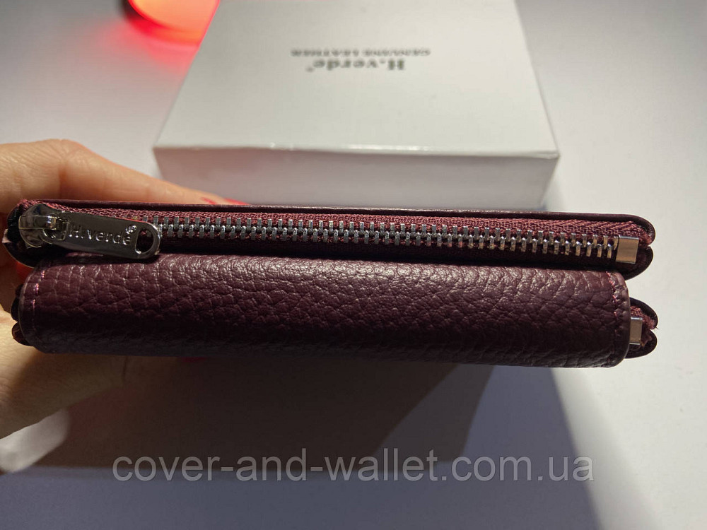 Стильний жіночий шкіряний гаманець марсалового кольору невеликого розміру Helen Verde 232 Київ - фото 3