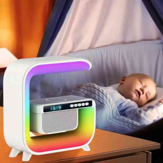 Нічник від usb і на батарейках RGB, Бездротова зарядка зі світильником та колонкою EX-68 Київ