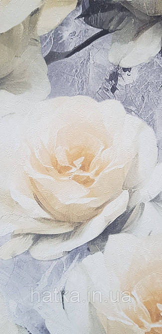 Обои виниловые на флизелине Sintra Adria метровые цветы розы крупные желтые зеленые на сером Киев - изображение 2