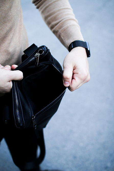 Сумка-мессенджер мужская из натуральной кожи, сумка через плечо (Черная) Сумы - изображение 9