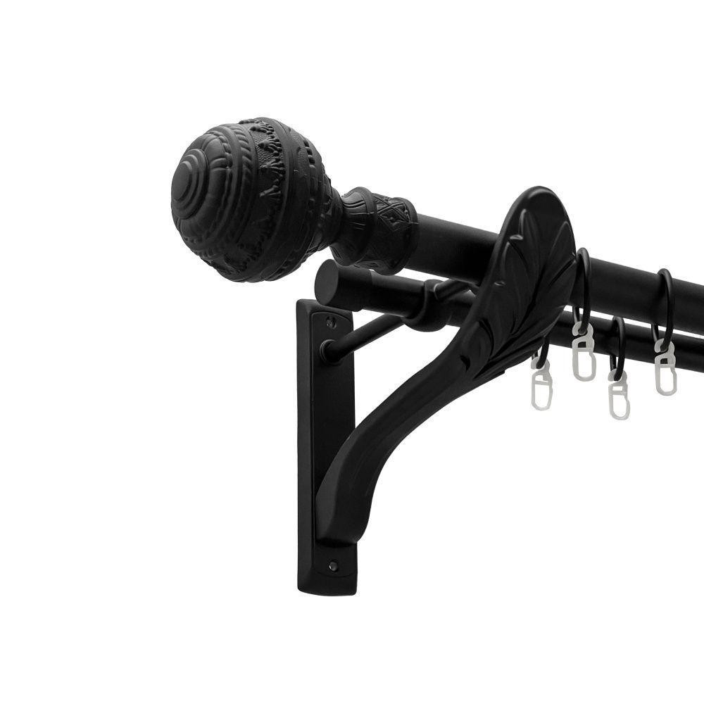 Карниз Orvit Арабеска металевий дворядний ретро гладка труба кільце металеве Чорний Оксамит 25\19 мм 240 см (00-00018190) Львів - фото 1