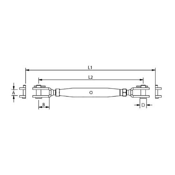 Талреп монтажний із закритим корпусом (вилка-вилка) AISI316 М10 Одеса