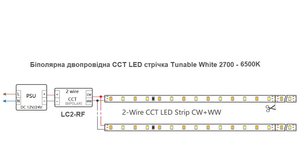 Milight Контролер димер 2 в 1 Single White/CCT 2.4GHz + PUSH DIMM 12-48В Коломия - фото 5