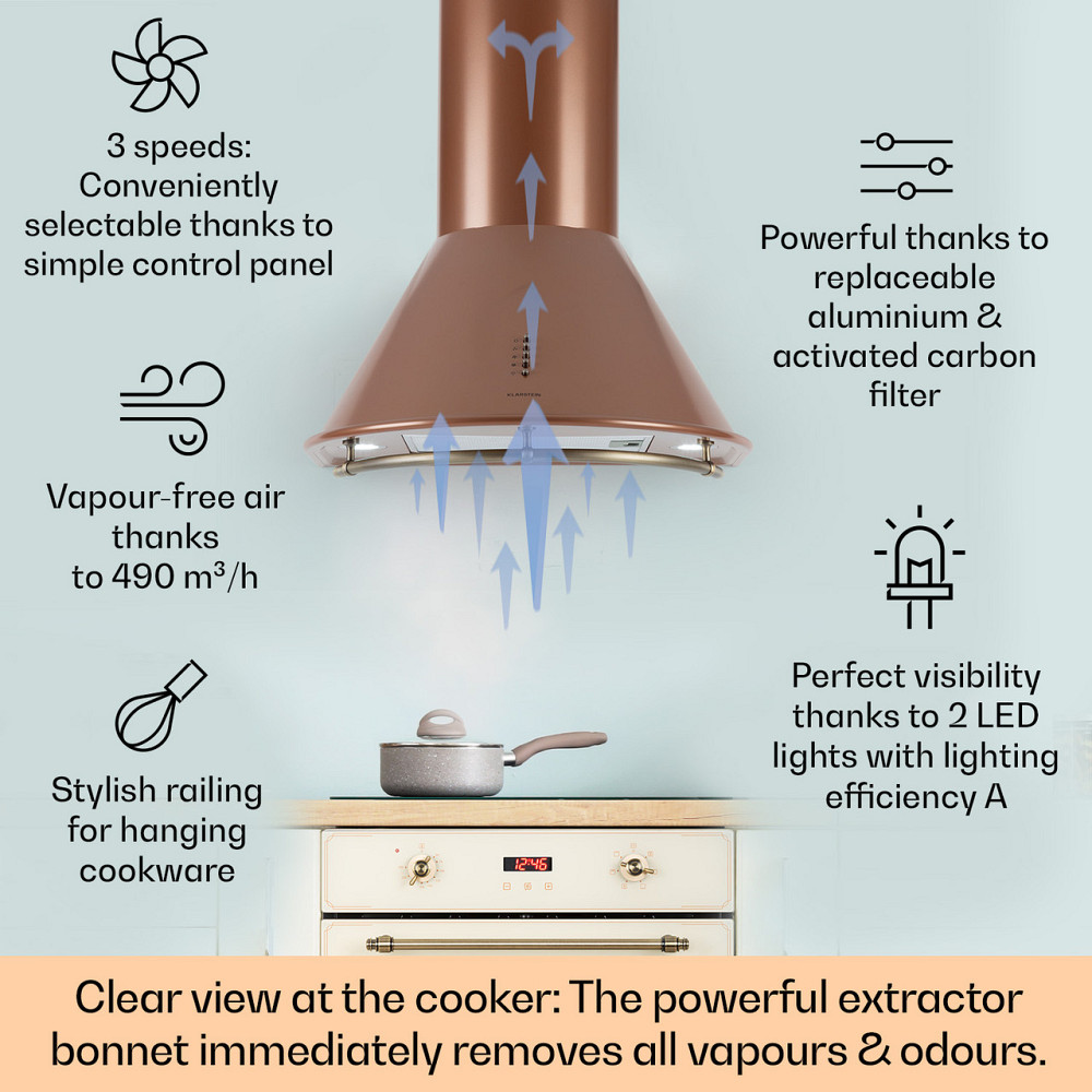 Lumio Primo ретро вытяжка 60см 490 м³/ч LED подсветка медь (Германия, читать описание) Ровно - изображение 2