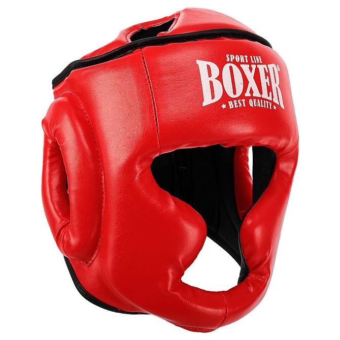 Шолом боксерський з повним захистом шкірозамінник BOXER NEW 2036-N М-XL Вишневе - фото 9