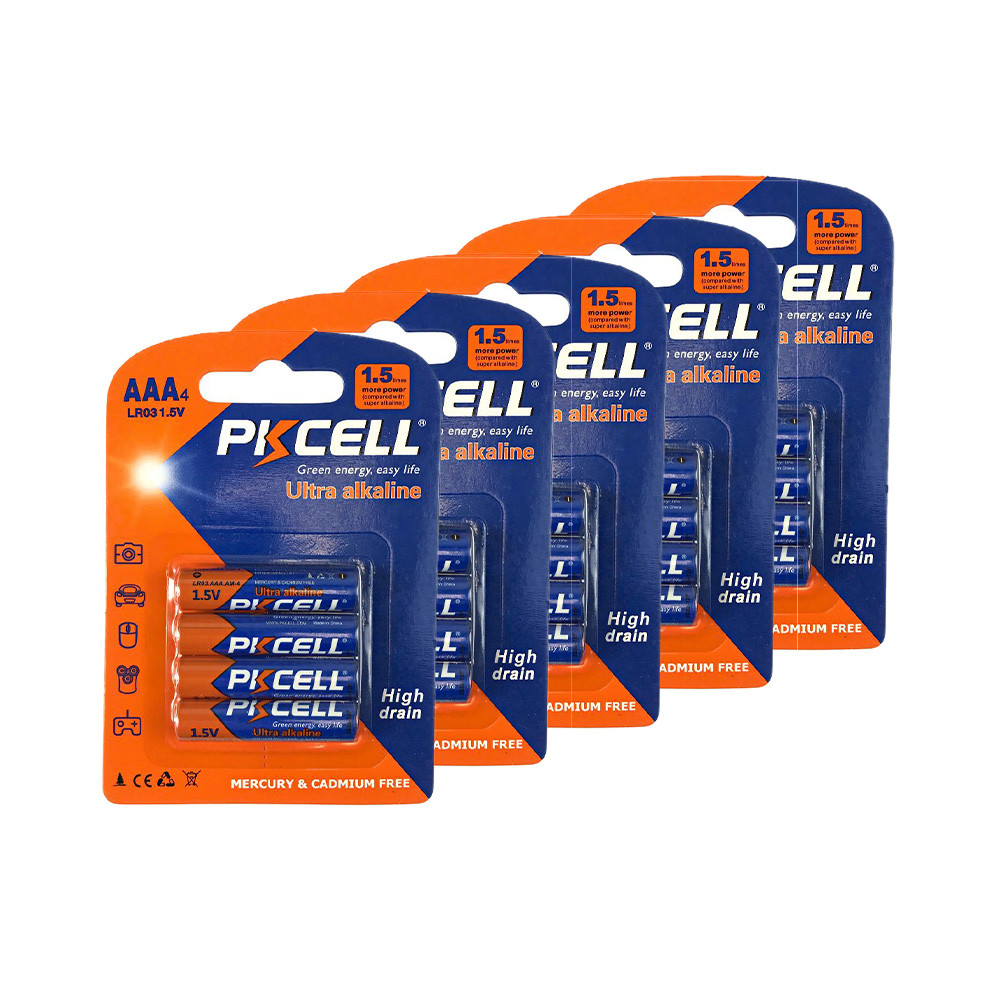 Комплект з 20 батарейок PKCELL Ultra Alkaline AAA LR03 1.5V по 4шт./блістер Київ - фото 1