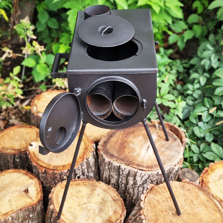 Буржуйка піч трансформер мангал 2 мм для опалення приміщень, готування, пічка з колами Київ - фото 3