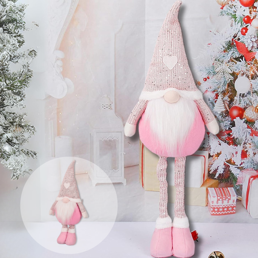 Новорічний гном під ялинку гном на ніжках декоративна фігура під ялинку Niki Light скандинавський гном 70 см рожевий Київ - фото 1