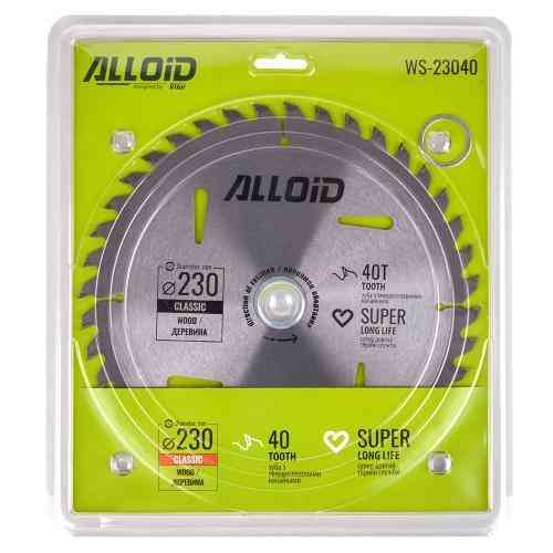 Диск пиляльний по дереву з твердосплавними напайками 230х30/25,4/22,2мм, 40 зубів Alloid Одеса