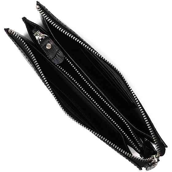 Клатч чоловічий на два відділення з натуральної шкіри з тисненням під крокодила BOND 22044 Чорний Київ