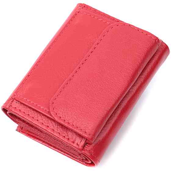 Маленький удобный кошелек с монетницей из натуральной кожи ST Leather 22741 Красный Киев