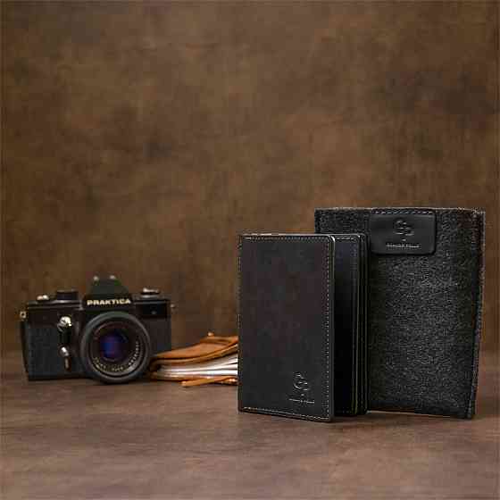 Шкіряна обкладинка для документів GRANDE PELLE 11494 Чорний Київ