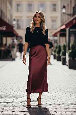 Женская юбка шелковая Бордовый 50/52 Харьков