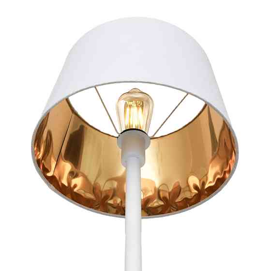 Торшер MSK Electric Palermo с белым плафоном из ткани под лампу Е27 с белым основанием NL 3621 WH+WH Одесса