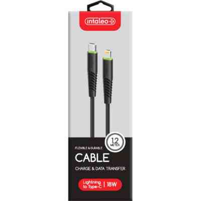 Дата кабель USB-C to Lightning 1.2m CBFLEXTL1 18W black Intaleo (1283126542459) Винница