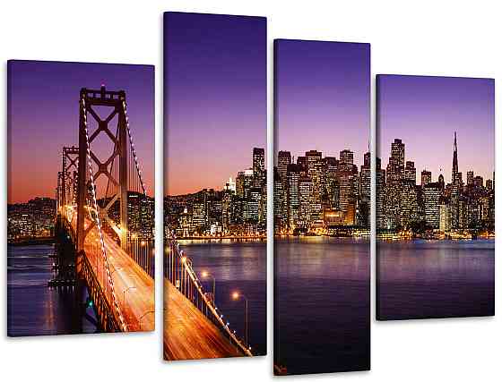 Модульная картина Ночной Город Мост Art-57_4 90х132 см Киев