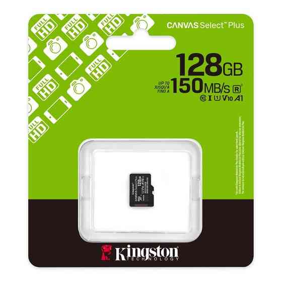 Карта памяти microSDXC (UHS-1) Kingston Canvas Select Plus Gen3 128Gb Class 10 А1 (R-150MB/s) Киев