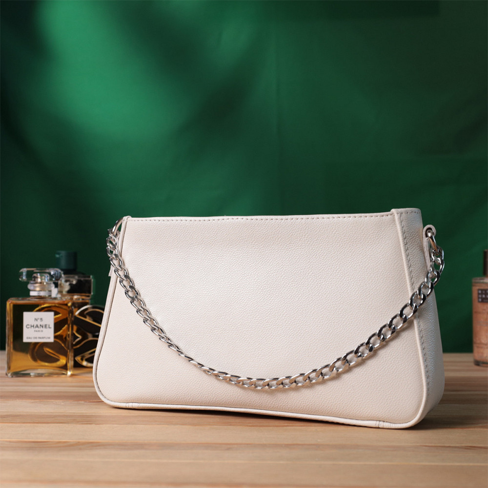 Сумка багет з ланцюжком і знімним ремінцем з натуральної шкіри Shvigel 22835 Бежева Київ - фото 9