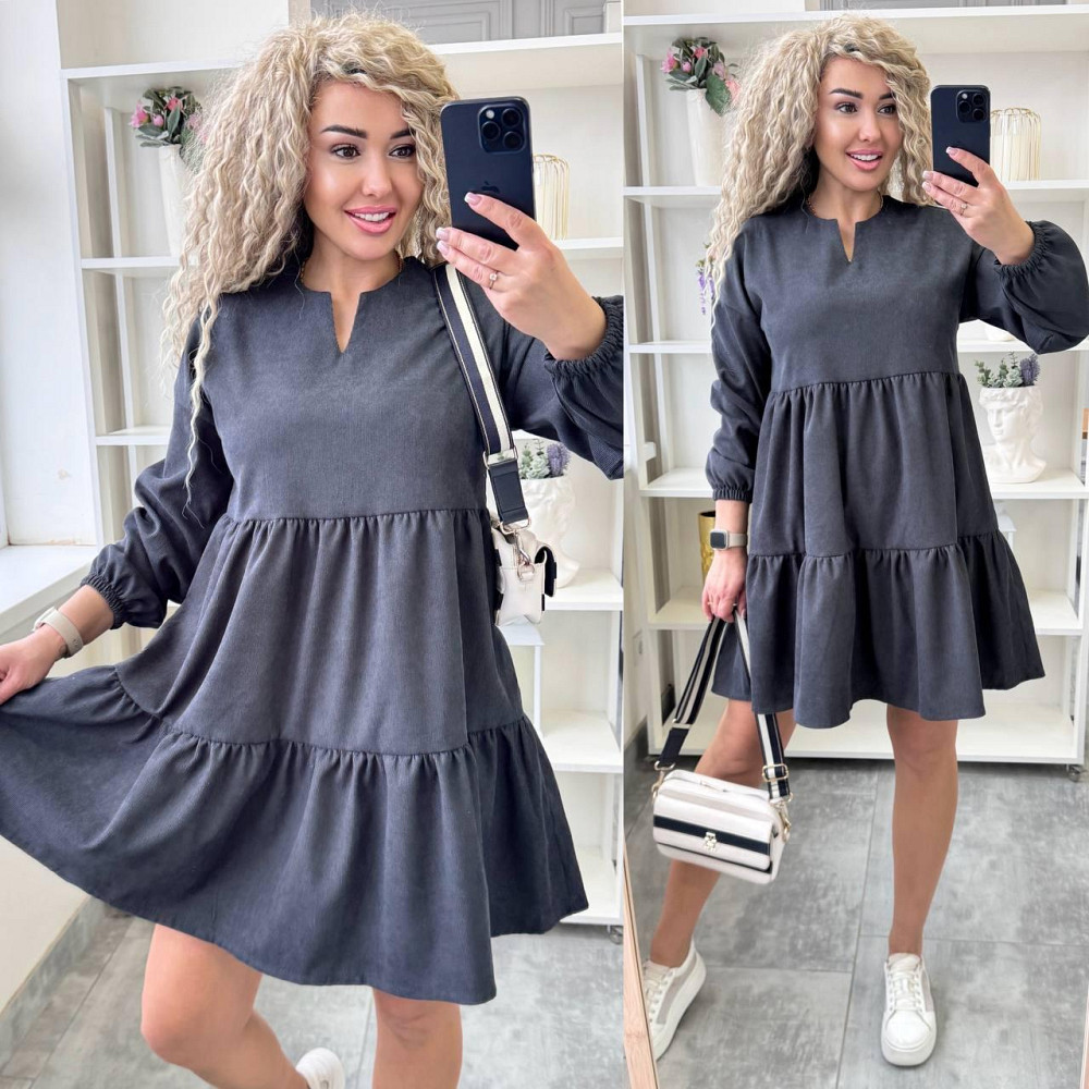 Жіноче базове повсякденне плаття мікровельвет Графіт, 50/52 Одеса - фото 1