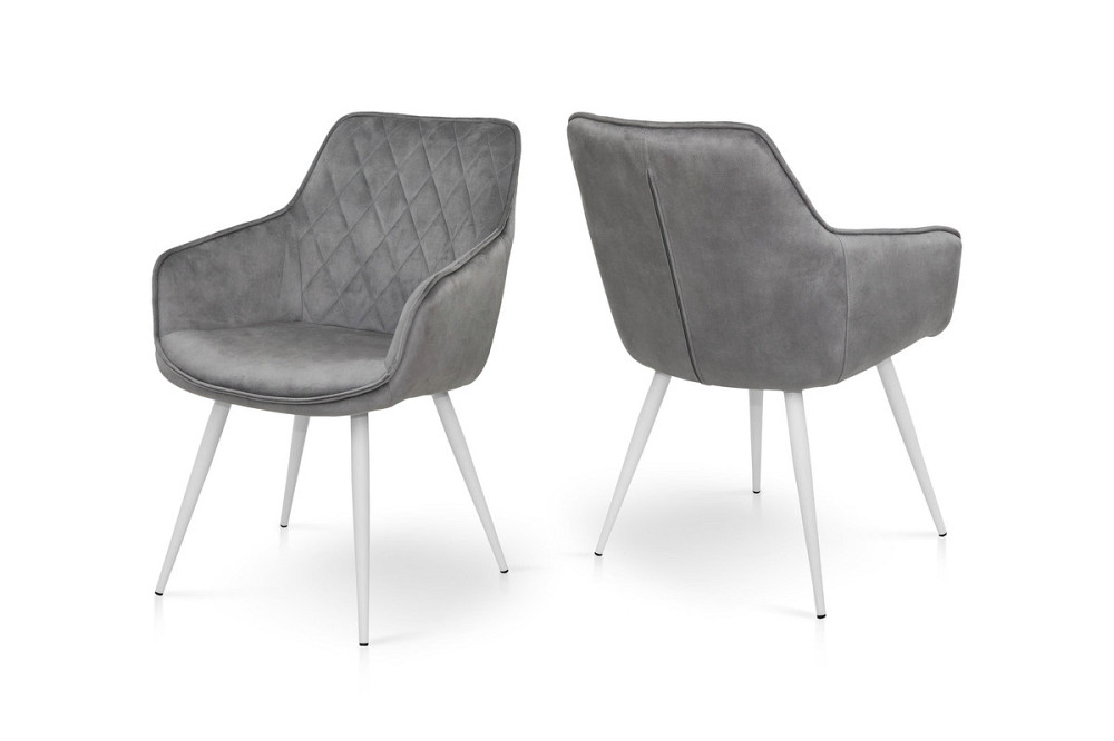 Крісло Наомі, білий/ велюр світл-сірий Київ - фото 4