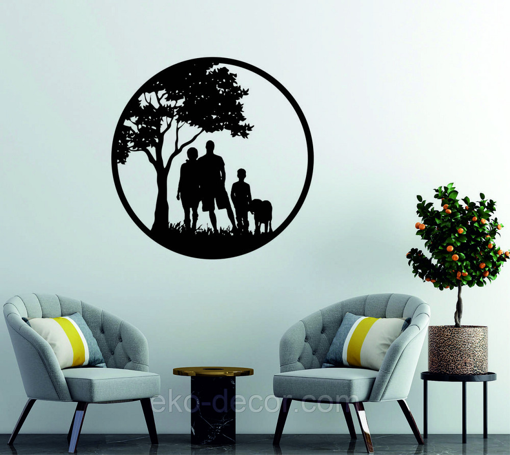 Декоративне настінне Панно «Сім'я», Декор на стіну 90*90 см, Чорний Київ - фото 3