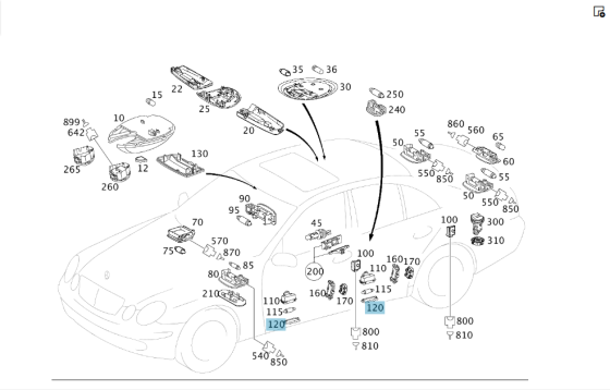 Mercedes-Benz  A2118250010 Розсіювач плафона дверної картки E-class S211 E-class W211 Одесса