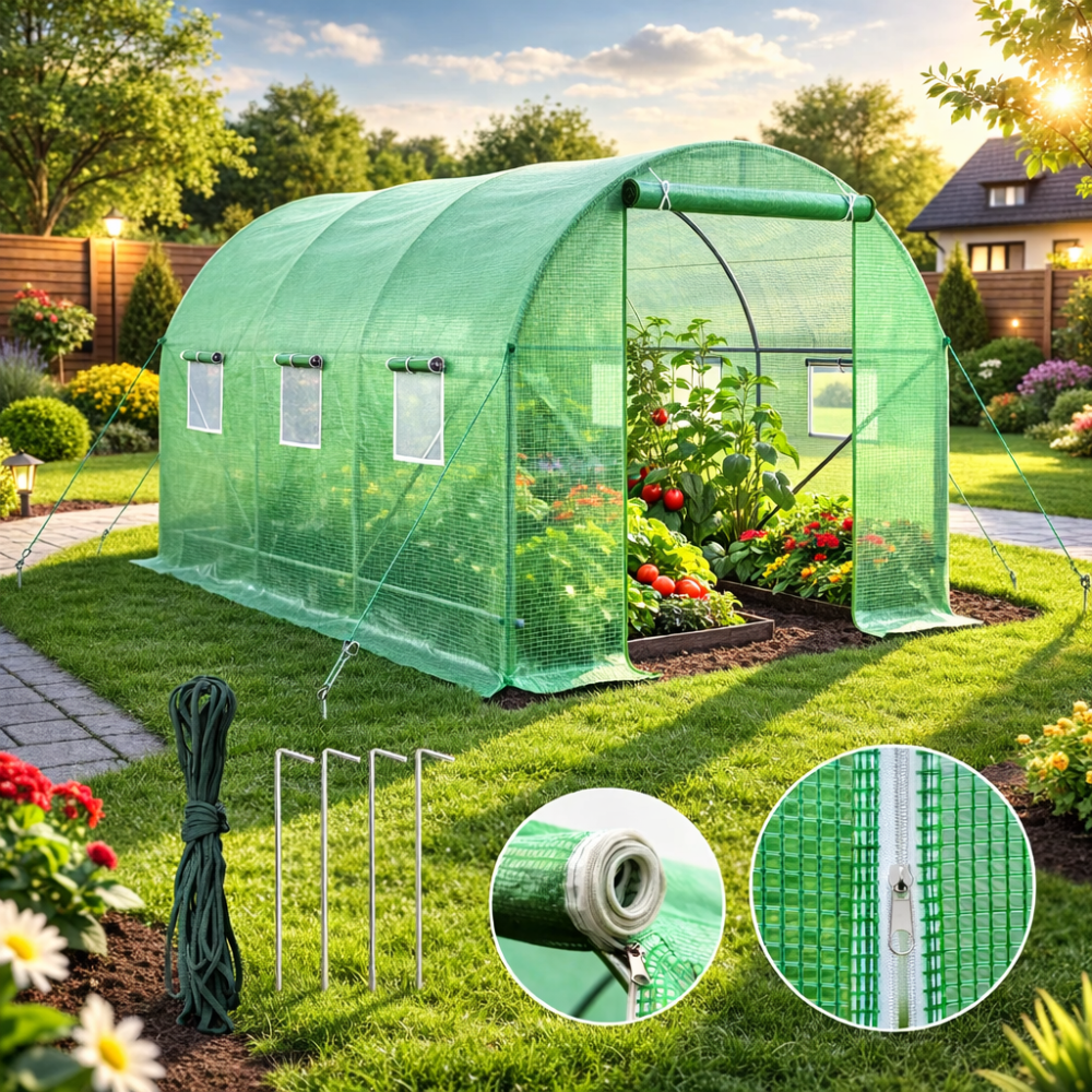 Садовая теплица 6 м2 (3 × 2 × 2 м) с окнами, армированная пленка UV-4, Зеленая (Польша) Киев - изображение 20