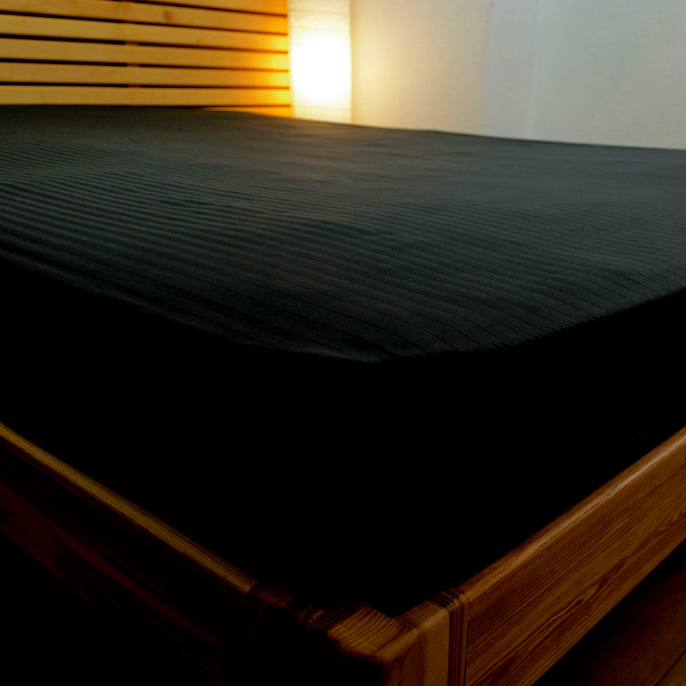 Простынь на резинке евро страйп-сатин 100% хлопок 200х200х35см 125г/м2 (Черный) Сумы - изображение 9