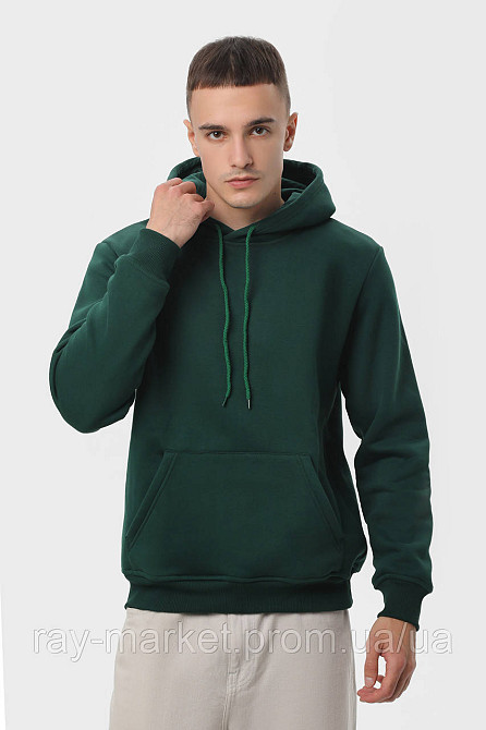 Худи мужское базовое утепленное RAY BASIC темно-зеленое (U0401M-Bottle Green) S Киев - изображение 1