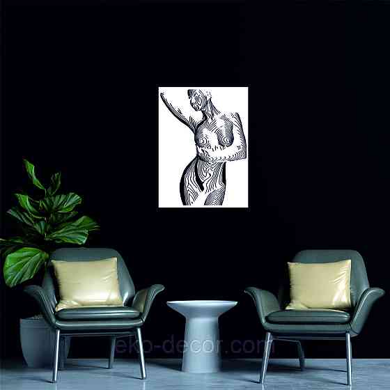 Декоративне настінне Панно «Жіноче тіло», Декор на стіну 110*81 см, Білий Київ