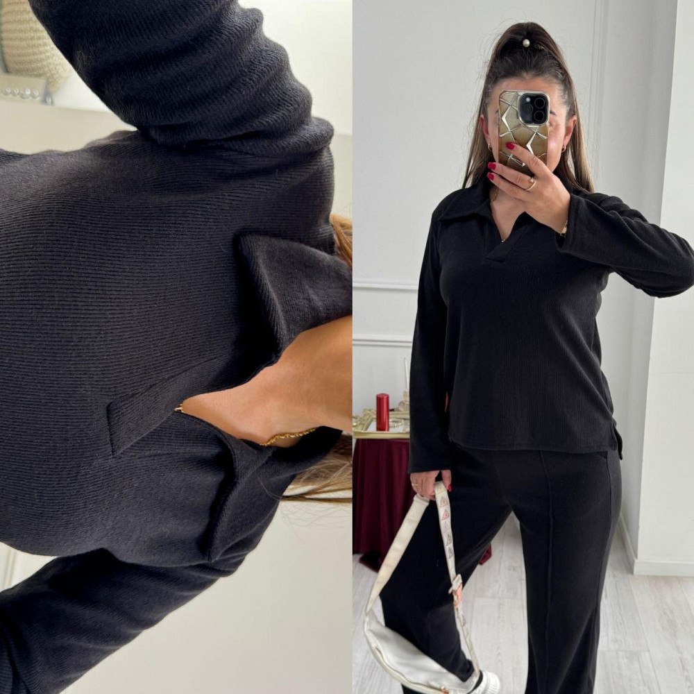 Женский базовый вязаный костюм двойка из ангоры Черный, 40/42 Одесса - изображение 4