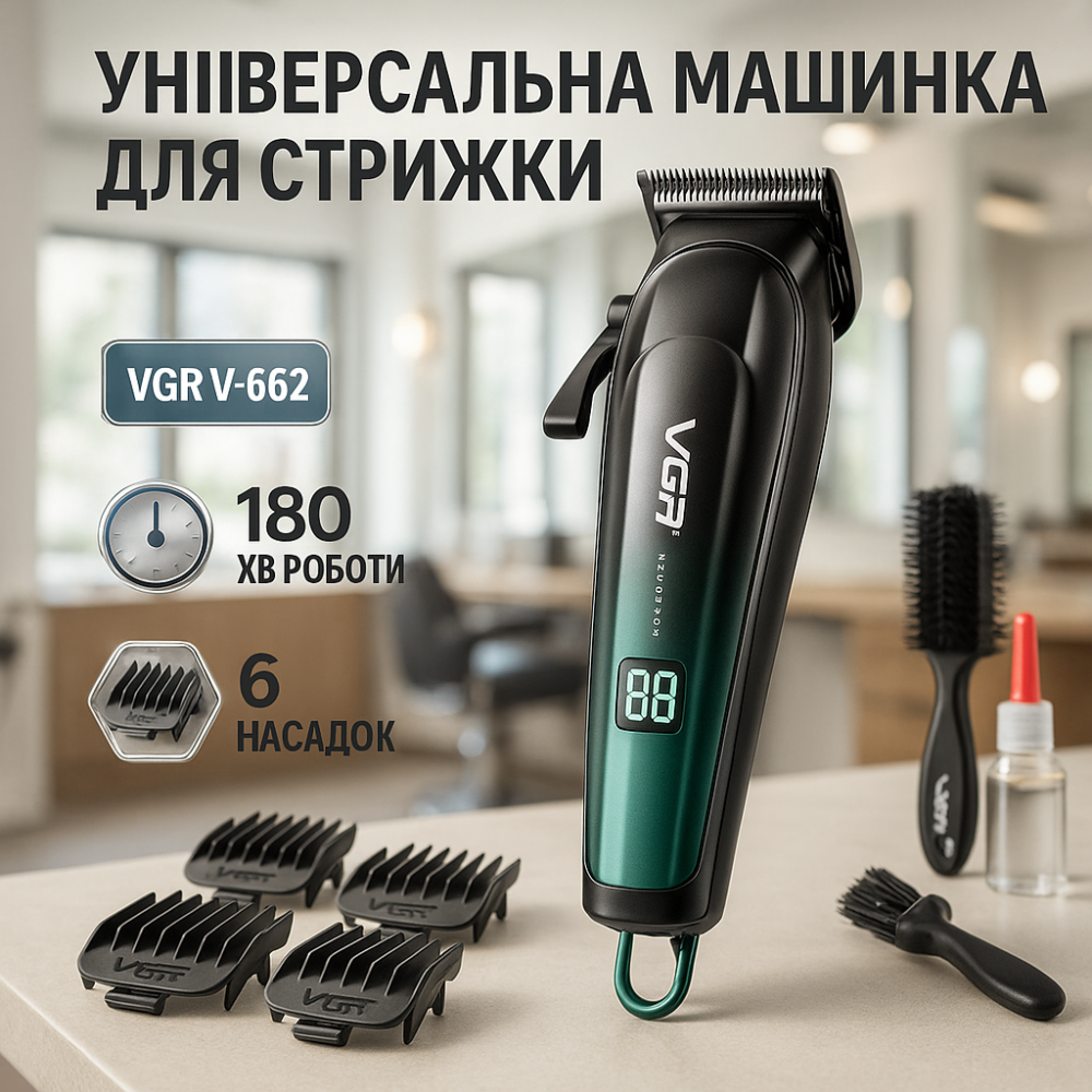 Домашняя машинка аккумуляторная для стрижки волос VGR V-662, Набор для стрижки с зарядкой WV-70 Львов - изображение 19