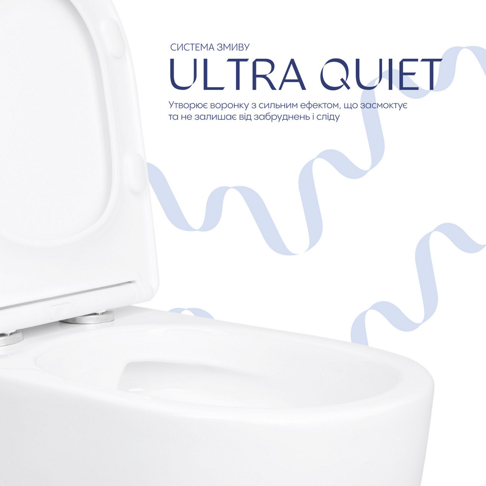 Унитаз напольный Qtap Evia Ultra Quiet 630×350×795 мм с сиденьем Soft-close, White QTEVI27W49258 Киев - изображение 5