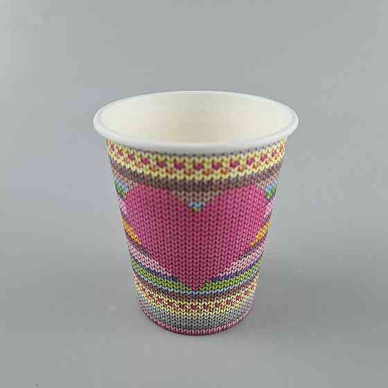 Бумажные стаканы цветные 175мл  "СЕРДЦЕ ВЯЗАНОЕ"  Маэстро (50 шт) Харьков