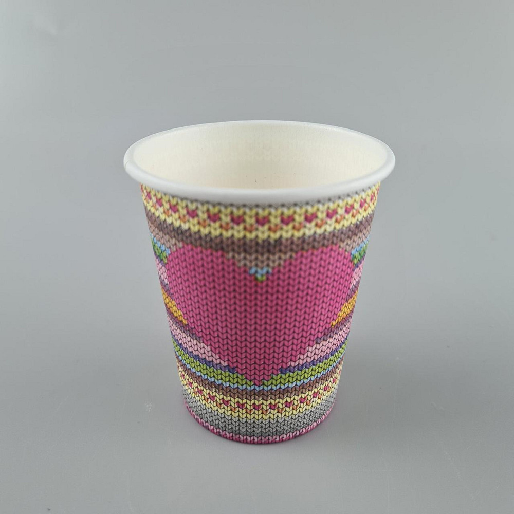 Бумажные стаканы цветные 175мл  "СЕРДЦЕ ВЯЗАНОЕ"  Маэстро (50 шт) Харьков - изображение 2