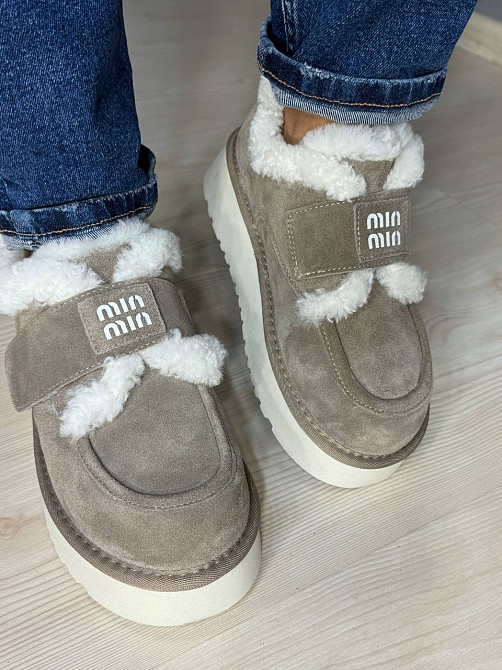 Ботинки женские Hengji 720-5 угги замшевые на меху с липучкой бежевые, 36, 23 см Киев - изображение 1