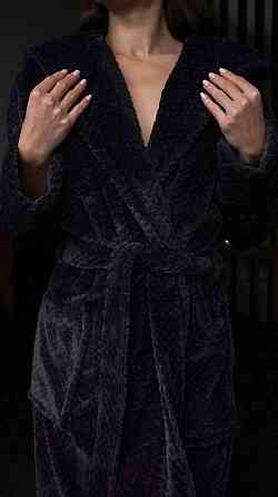 Женский махровый халат с капюшоном Графит, XL/2XL Харьков