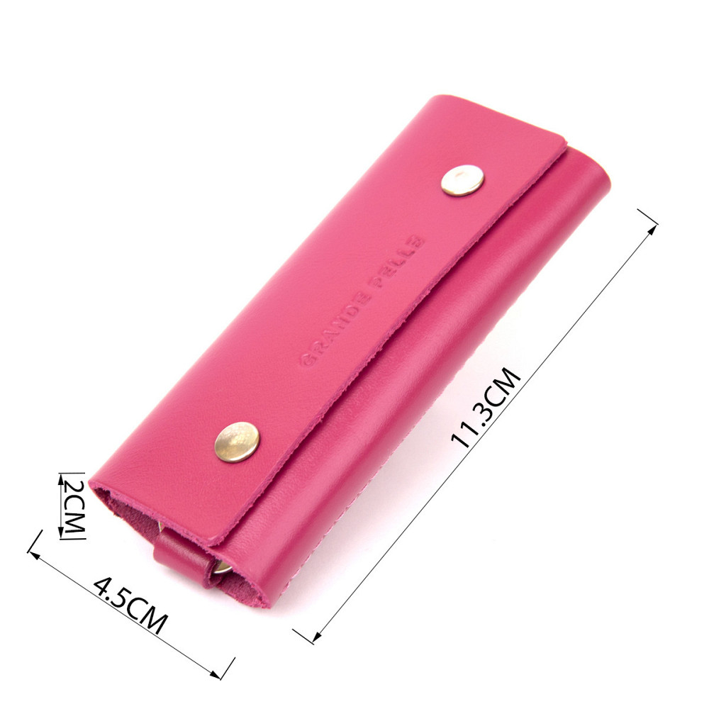 Ключница тубус кожаная на кнопках Grande Pelle 11349 Фуксия Киев - изображение 3