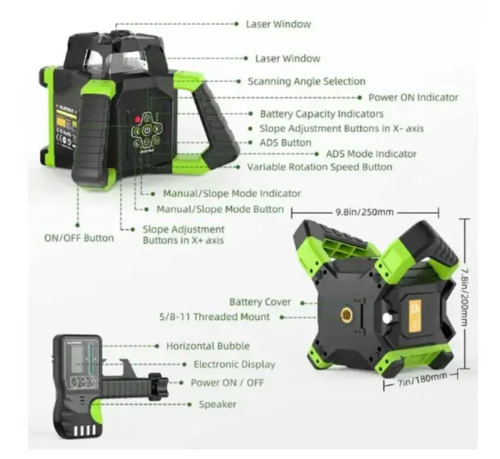 Ротаційний лазерний нівелір Huepar RL300HVG Вінниця