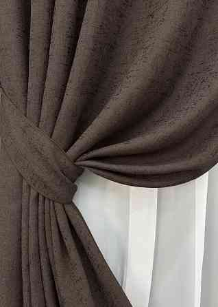 Комплект готовых штор VR-Textil Лен № 1750ш Венге 150х270 см 2 шт (33-0643) Киев